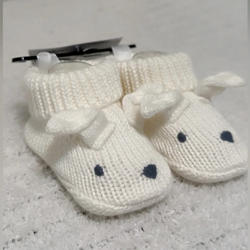 Carter’s Adorable Cream Knit Baby Booties With Bunny Design